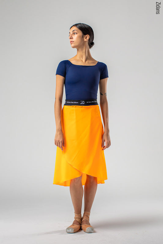 Wrap skirt with elastic waist and ties | neon_orange