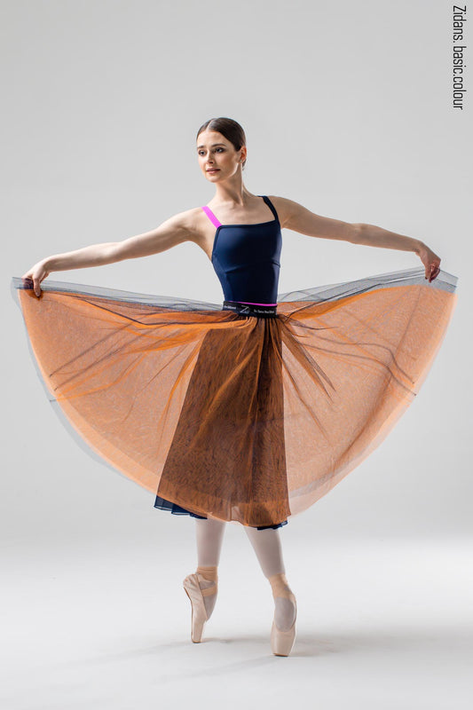 Rehearsal tulle skirt lantern | dark_sapphire-neon_orange